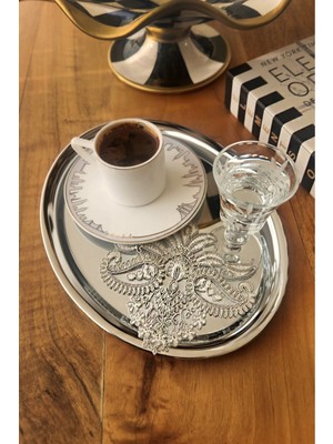 Rubi Porselen Lina Model Dekoratif Güpür Dantel 6'lı Kahve Kokteyl Sunum Peçetesi