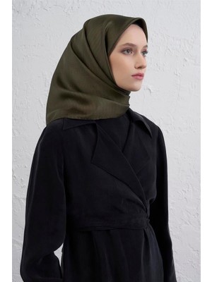 Armine Sura Saf Ipek Eşarp Ist 9415 -  03 Haki  Düz Desen