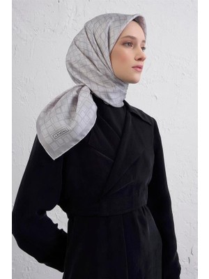 Armine Sura Saf Ipek Eşarp Ist 9438 - 58 Gümüş  Karışık  Desen