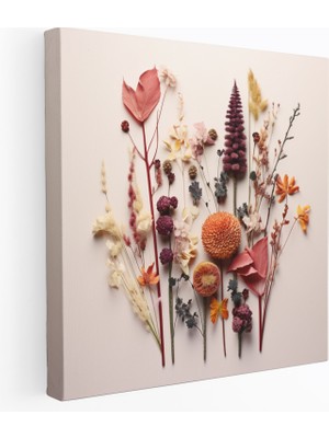 Popcas  Geometrik Desen Kuru Çiçek Kanvas Tablo Modern Dokunuş