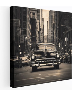 Popcas  Zamanın Klasik Araba Dekoratif Tablo Kanvas Duvar Sanatı
