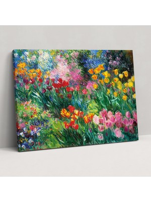 Popcas  Claude Monet'in Renkli Lale Bahçesi Kanvas Tablo