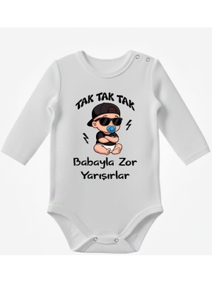 Babayla Zor Yarışırlar Bebekli Bebek Body Zıbın
