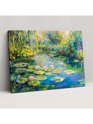 Popcas  Claude Monet Bahçe Dekoratif Tablo Çiçek Açan Nilüferler