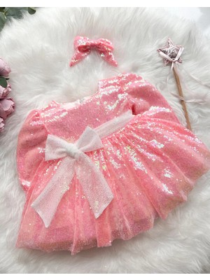 Aysskids Lottus Pul Payet Bayramlık Özel Gün Doğum Günü Kız Çocuk Parti Elbise