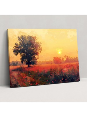 Popcas  Kanvas Tablo Claude Monet Sunrise Field Duvar Sanatı