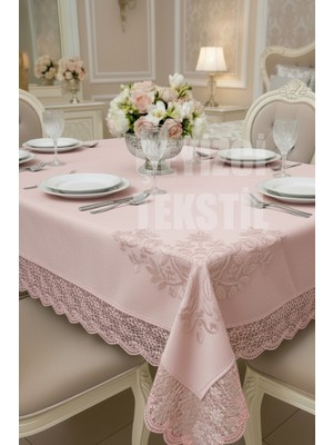 Çt Çeyizci Tekstil Kadife Tek Masa Örtüsü 160X220CM | Dantelli Yemek Masası Örtüsü 160X220CM Tek Masa