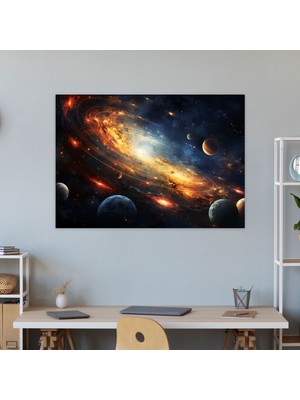 Popcas  Güneş Sistemi Dünya Galaksi Kanvas Tablo Asteroidler