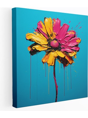 Popcas  Pop Art Kuru Çiçek Kanvas Tablo Çağdaş Eleman Canlı Renkler