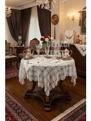 Çt Çeyizci Tekstil Iğne Oyası Tek Masa Örtüsü Çeyizlik Dantel Masa Örtüsü Kare