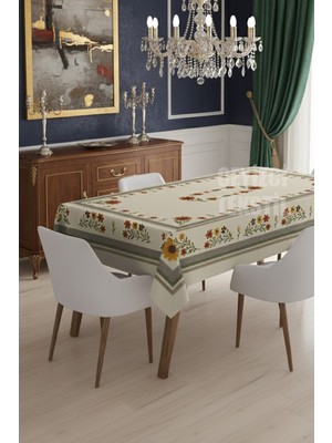 Çt Çeyizci Tekstil Masa Örtüsü, Dijital Baskılı Çiçek Tek Masa Örtüsü, Desenli Leke Tutmaz 120X160CM Masa Örtüsü
