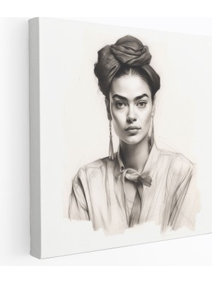 Popcas  Frida Kahlo Kanvas Tablo Dekorasyonu - Ev Dekorasyonu Monokrom Kanvas Baskı