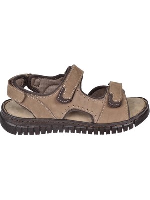 Forelli Hakiki Deri Comfort Cırtlı Kadın Sandalet Arya FOR-38506   Kum Nubuk
