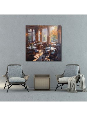 Popcas  Sıcak Otel Kahve Kanvas Tablo - Otel Izlenimci Resim Akşam Çayı Kanvas Duvar Sanatı