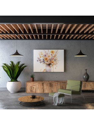 Popcas  Kuru Çiçek Suluboya Kanvas Tablo Duvar Sanatı