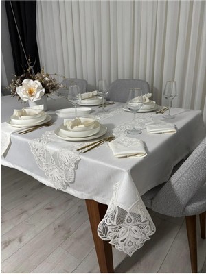 Çt Çeyizci Tekstil 12 Kişilik Masa Örtüsü Takımı, Masa Seti 12 Kişilik 26 Parça 160X220CM