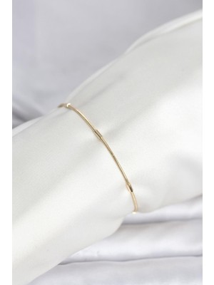 Prativas 14K Gold Renk Barlı Yılan Zincir Model Kadın Bileklik - PRT3500EB10333