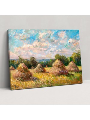 Popcas  Samanlık Tablosu Monet Kanvas Tablo Duvar Dekorasyonu