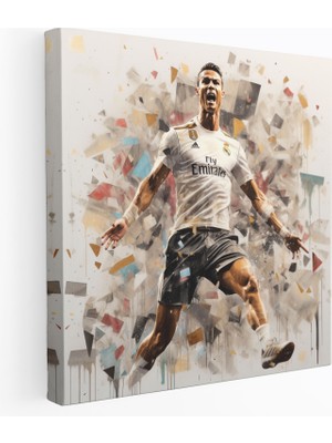 Popcas  Cristiano Ronaldo Kolaj Kanvas Tablo - Cristiano Ronaldo Duvar Sanatı Dekoratif Tablo
