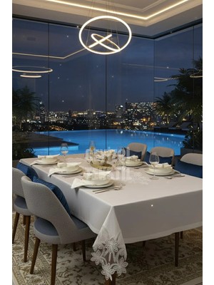 Çt Çeyizci Tekstil 12 Kişilik Masa Örtüsü Takımı, Masa Seti 12 Kişilik 26 Parça 160X220CM