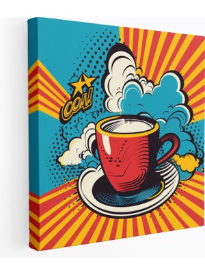 Popcas  Kahve Kanvas Tablo Retro Konuşma Balonu Duvar Dekorasyonu