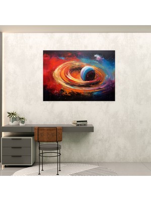 Popcas  Soyut Kanvas Tablo Satürn Dünya Temalı Kozmik Güzellik