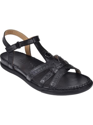 Forelli Hakiki Deri Comfort Kadın Sandalet For-Lupin   Siyah