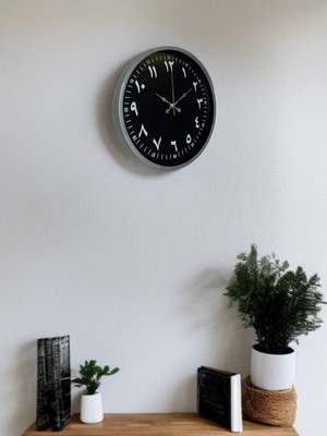 Takçalıştırr 36 cm Gri Arapça Rakamlı Duvar Saati Yt