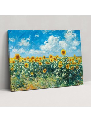 Popcas  Ayçiçek Tarlası Kanvas Tablo Claude Monet Duvar Sanatı