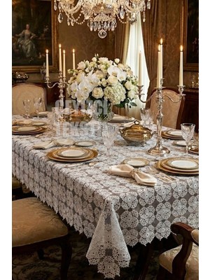 Çt Çeyizci Tekstil Iğne Oyası Tek Masa Örtüsü Çeyizlik Dantel Masa Örtüsü