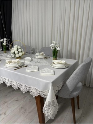 Çt Çeyizci Tekstil 12 Kişilik Masa Örtüsü Takımı, Masa Seti 12 Kişilik 26 Parça 160X220CM