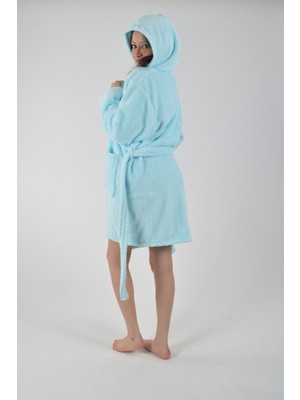 Reina Teks Welsoft Sabahlık Kapüşonlu Peluş Bornoz 1 Adet Çift Cepli Unisex