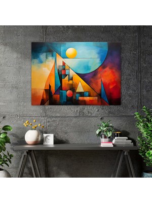 Popcas  Parlak Geometri Kanvas Tablo Dünya Üçgenler Dekoratif Sanatı