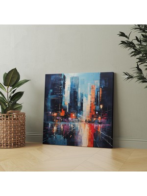 Popcas  Otel Şehir Geceleri Kanvas Tablo - Otel Duvar Sanatı Ev Dekorasyonu Şehirsel Zarafet