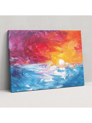 Popcas  Izlenim Güneş Doğuşu Kanvas Tablo Claude Monet Renkli Manzara