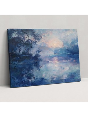 Popcas  Nehir Kenarı Akşam Kanvas Tablo Claude Monet Ev Dekorasyonu