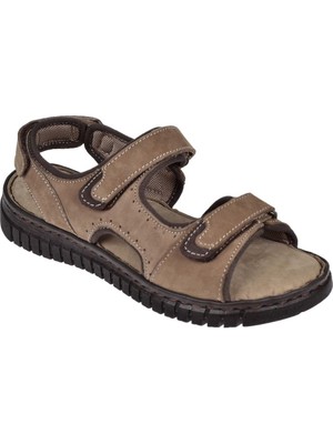 Forelli Hakiki Deri Comfort Cırtlı Kadın Sandalet Arya FOR-38506   Kum Nubuk