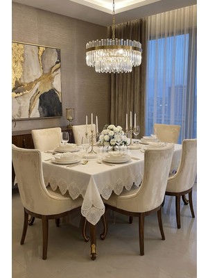 Çt Çeyizci Tekstil 12 Kişilik Masa Örtüsü Takımı, Masa Seti 12 Kişilik 26 Parça 160X220CM