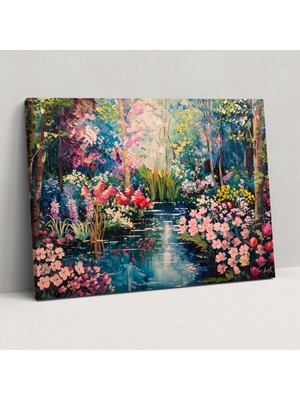 Popcas  Renkli Bahçe Çiçekleri Monet Kanvas Tablo Duvar Sanatı