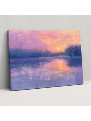 Popcas  Monet Koleksiyonu Pastel Göl Günbatımı Kanvas Tablo