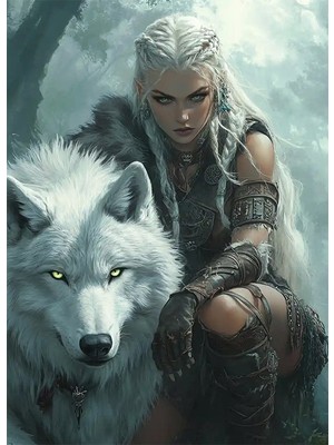 Bedeko Kurt ve Kadın Savaşçı Mdf Tablo