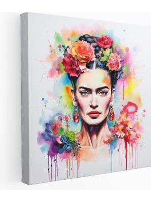 Popcas  Frida Kahlo Kanvas Tablo Sanatı - Frida Kahlo Suluboya Portre Duvar Dekorasyonu Hayata Aşk