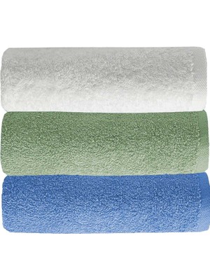 Mira Home 3 Lü Düz Renk El Yüz Havlu Seti %100 Pamuklu 50X90 cm Mavi-Yeşil-Beyaz