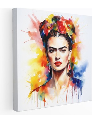 Popcas  Frida Kahlo Suluboya Kanvas Tablo - Frida Kahlo Ateşli Ruh Canlı