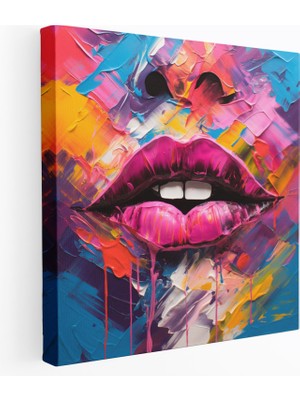 Popcas  Renkli Soyut Duvar Sanatı - Öpücük Kanvas Tablo