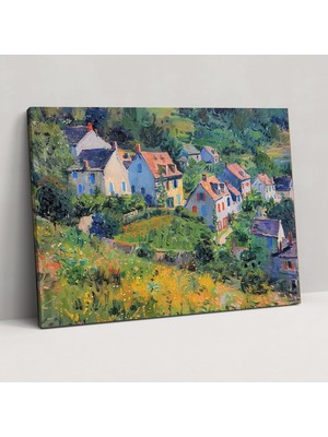 Popcas  Renkli Köy Manzarası Claude Monet Kanvas Tablo Duvar Sanatı