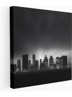 Popcas  Akşam Şehir Manzarası Duvar Dekoru Kanvas Tablo