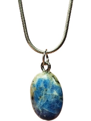 Royaleks Sodalit Doğal Taşı Zincirli El Yapımı Kolye Uç: 1,5 cm Zincir: 20 cm Kutulu