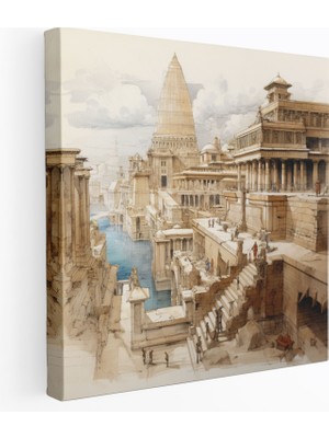 Popcas  Klasik Şehir Manzarası Duvar Sanatı Antik Eski Şehir