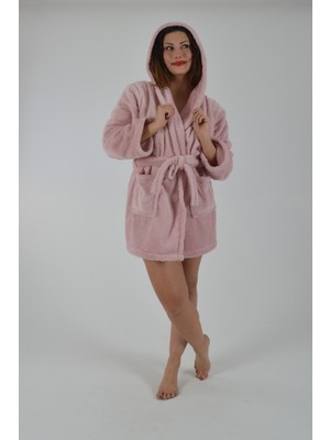 Reina Teks Welsoft Sabahlık Kapüşonlu Peluş Bornoz 1 Adet Çift Cepli Unisex